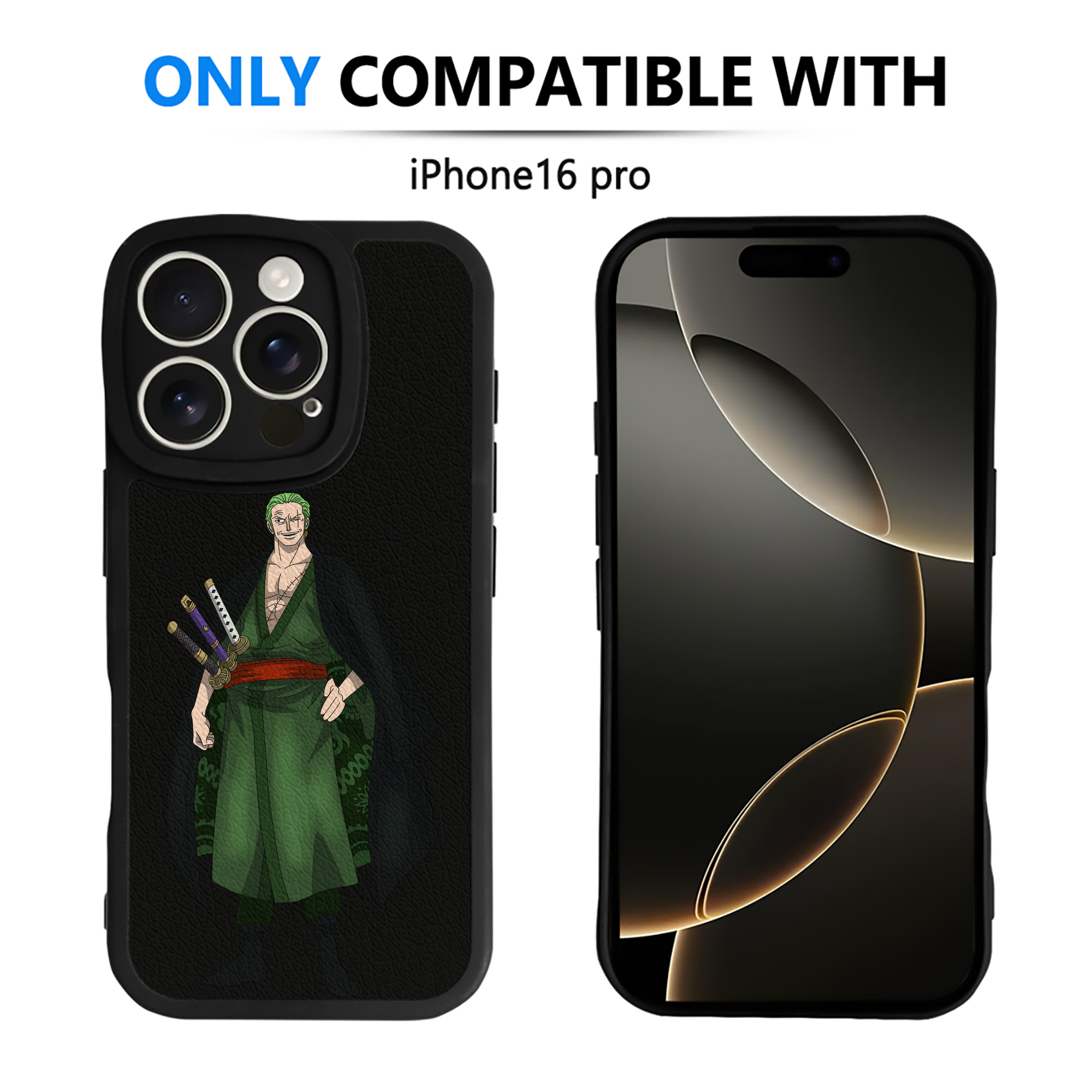 （画像用） ワンピース ロロノア・ゾロ ONE PIECE Roronoa Zoro 【iPhone 16シリーズ対応】シリコンスマホケース（レザー調） 材質：シリコン